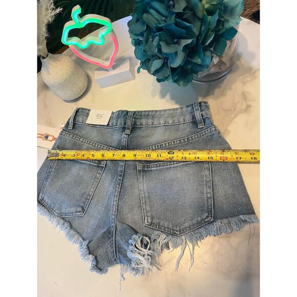 Women’s Light Denim Festival Shorts Boho Style Frayed Hem Soft Fabric - Picture 7 of 10